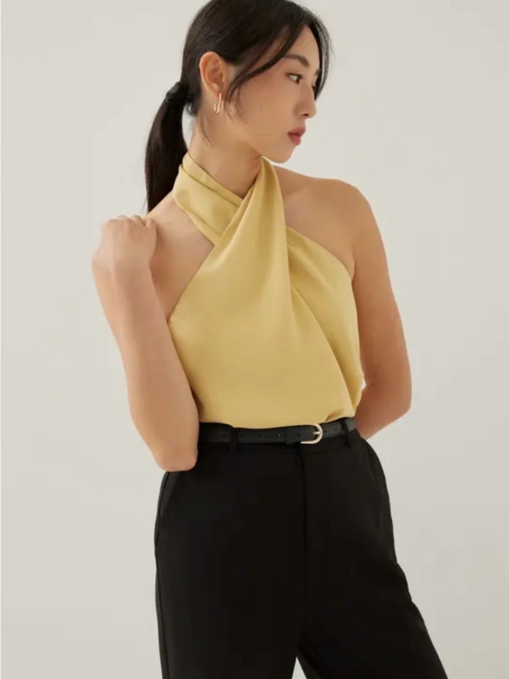 LOVE BONITO Isidra Satin Halter Top